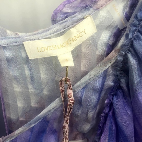 LOVESHACKFANCY Moxie Raindrop 100% Silk Purple Mini Dress Size 4 NEW - Picture 4 of 9